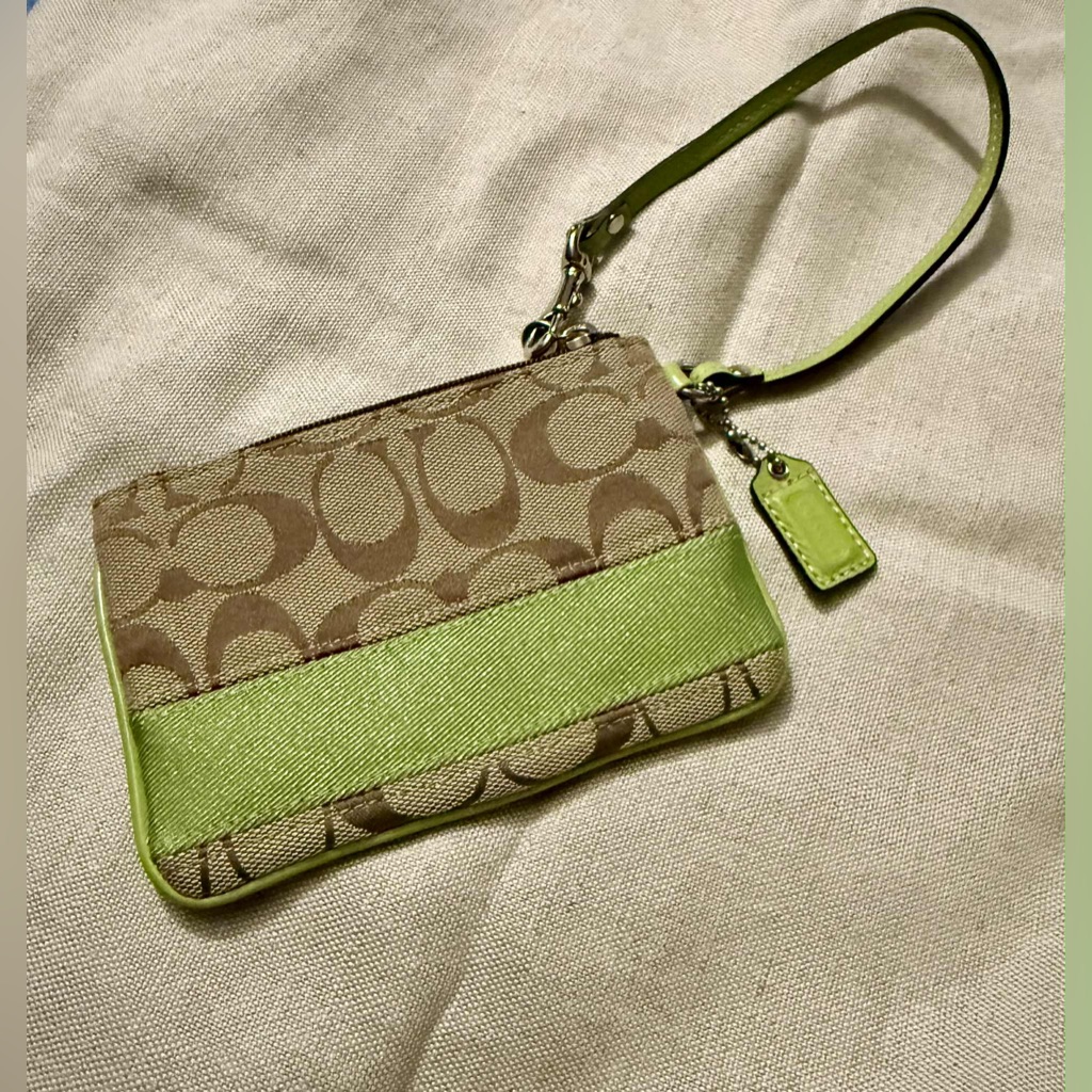 Coach Lime Green Tag Wristlet